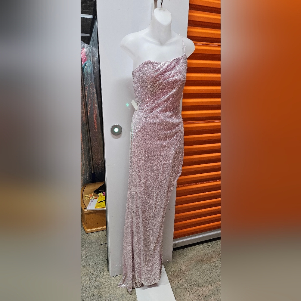 Jovani #08218 Elegant Pink One Shoulder Prom  Or Evening Gown, Size 6
